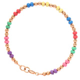 Gold Beaded Bracelet with Multicolored Enamel Beads zaveribros.com