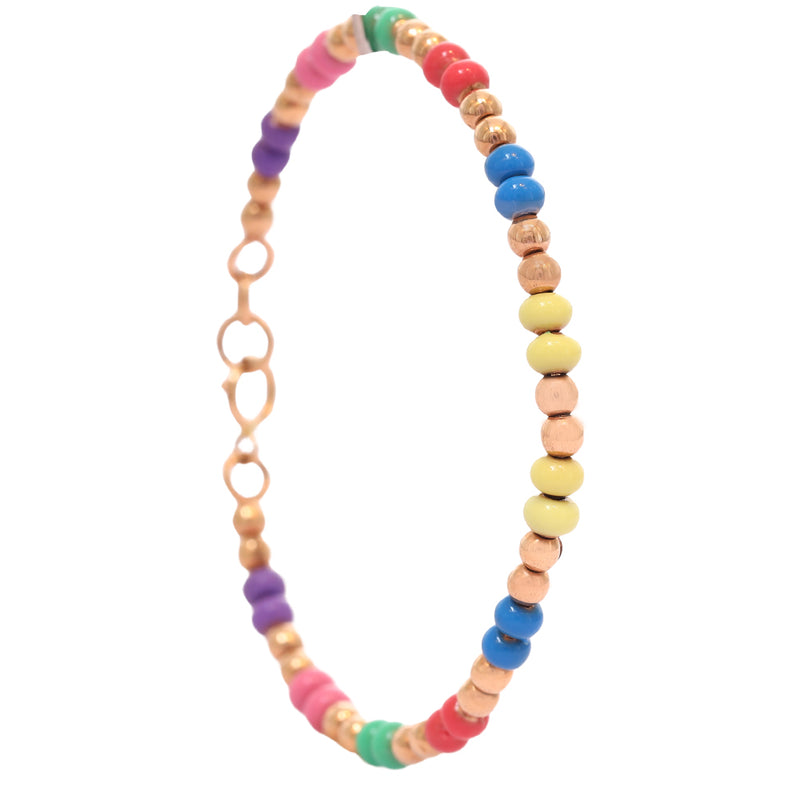 Gold Beaded Bracelet with Multicolored Enamel Beads zaveribros.com