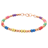 Gold Beaded Bracelet with Multicolored Enamel Beads zaveribros.com