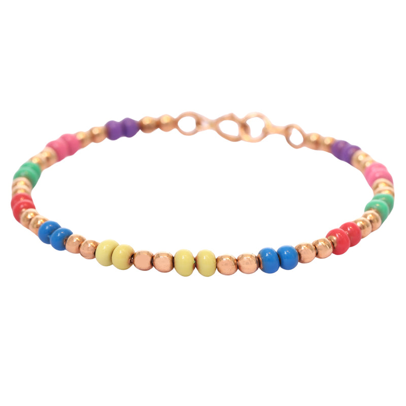 Gold Beaded Bracelet with Multicolored Enamel Beads zaveribros.com
