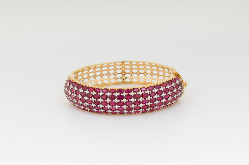 Contemporary Diamond and Ruby Bangle zaveribros.com