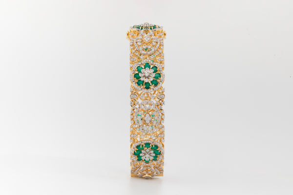 Regal Diamond and Emerald Bangle  zaveribros.com