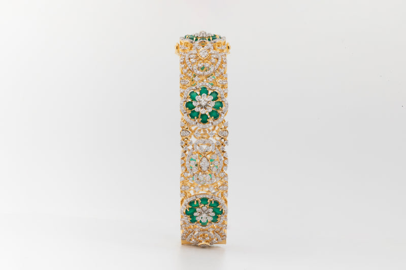 Regal Diamond and Emerald Bangle  zaveribros.com