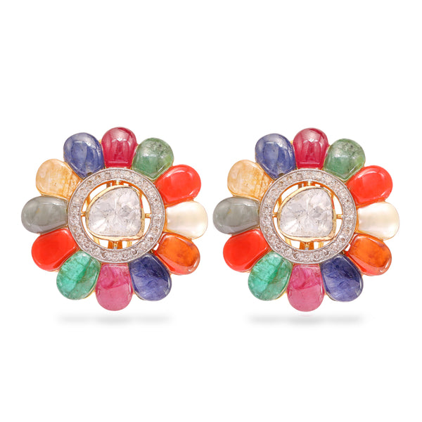 Navratan Polki Studs zaveribros.com