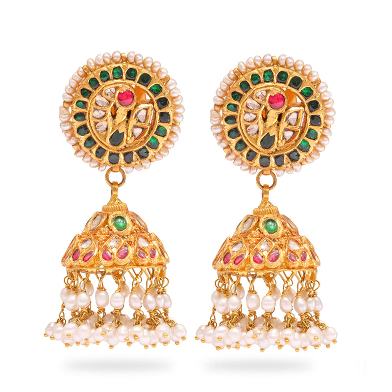 Polki Regal Pearl Jhumka zaveribros.com