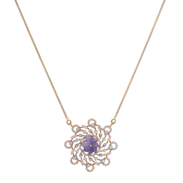 Whirling Blossom 18K Gold Diamond Necklace zaveribros.com