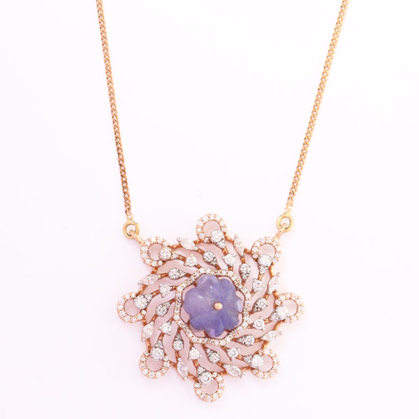 Whirling Blossom 18K Gold Diamond Necklace zaveribros.com