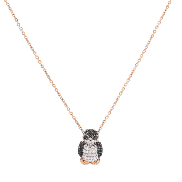 18K Gold Diamond Penguin Pendant Necklace zaveribros.com