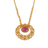 Floral Ruby Gold Necklace - zaveribros.com