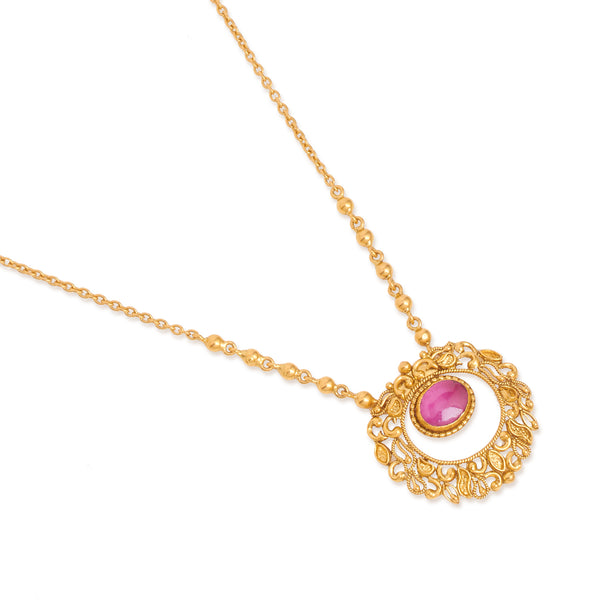 Floral Ruby Gold Necklace - zaveribros.com
