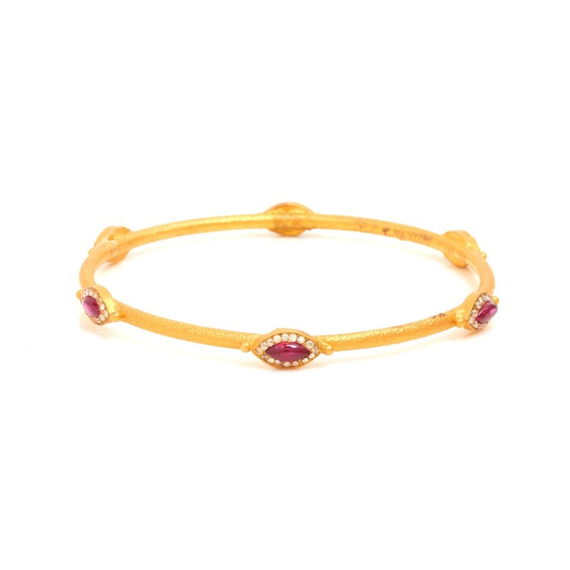 Delight Red Gemstone Gold Bangle - zaveribros.com