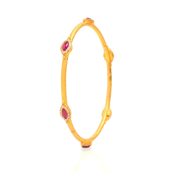 Delight Red Gemstone Gold Bangle - zaveribros.com