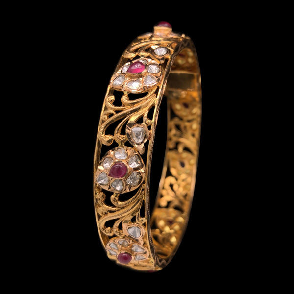 Lovely Glow 22Kt Gold and Polki Bangle freeshipping - zaveribros.com