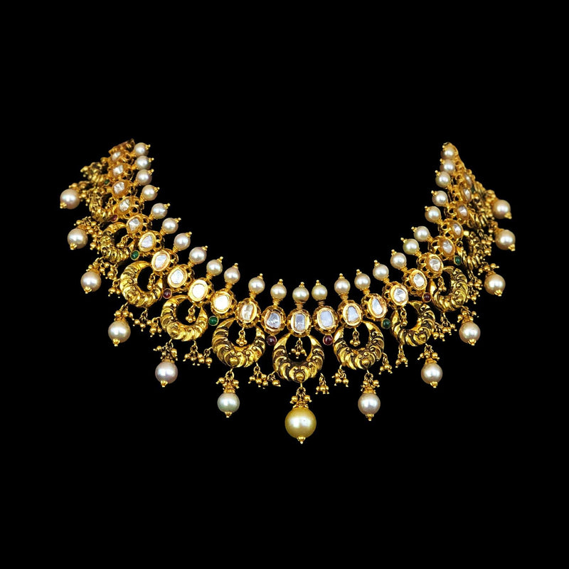 Splendid Pearl  Polki Necklace freeshipping - zaveribros.com