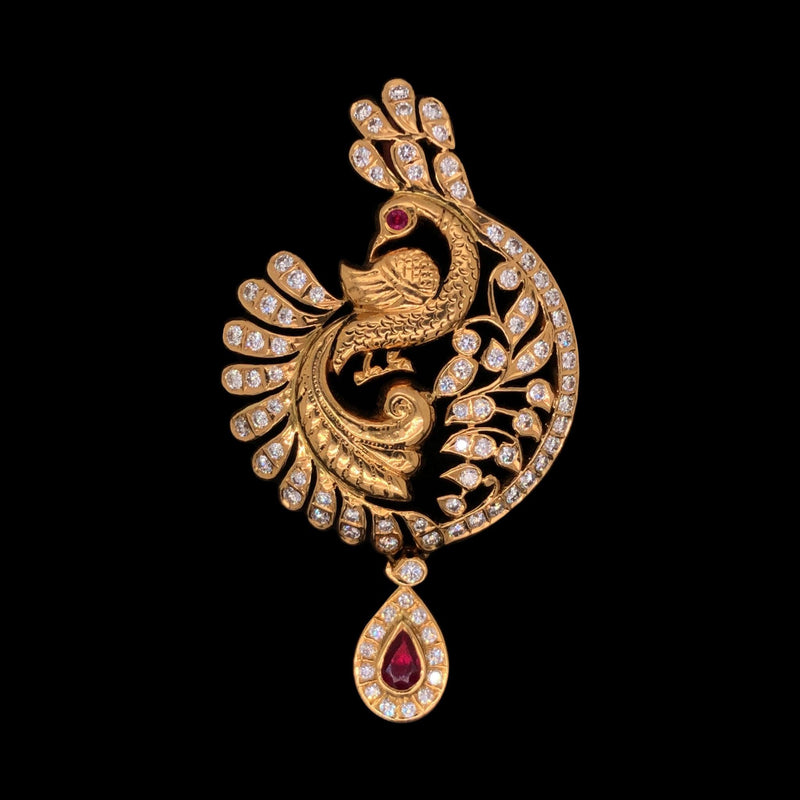 Adorable Peacock 22Kt Diamond Pendant freeshipping - zaveribros.com