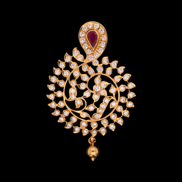 Ravishing 22Kt Yellow Gold and Diamond Pendant freeshipping - zaveribros.com