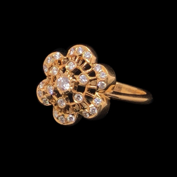 Exquisite 22Kt Gold and Diamond Floral Finger Ring freeshipping - zaveribros.com