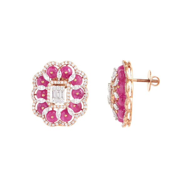 Ruby Dazzling Diamond Stud Earrings - zaveribros.com