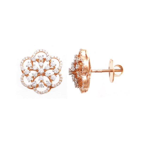 Classic Shine Floral Diamond Stud Earrings - zaveribros.com