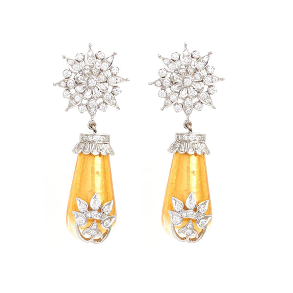 Splendid 18Kt Gemstone Diamond Earrings - zaveribros.com