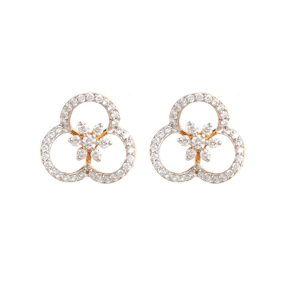 Attractive 18Kt Flower Diamond Stud Earrings - zaveribros.com