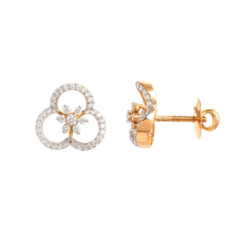 Attractive 18Kt Flower Diamond Stud Earrings - zaveribros.com