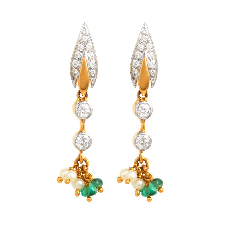 Vine Convertible Drop Earrings in Yellow Gold with Diamonds