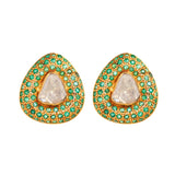 HoneyComb 18Kt Gemstone Polki Studs - zaveribros.com