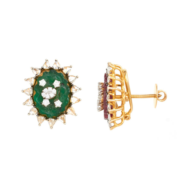 Majestic 18Kt Interchangeable Gemstone Diamond Studs - zaveribros.com