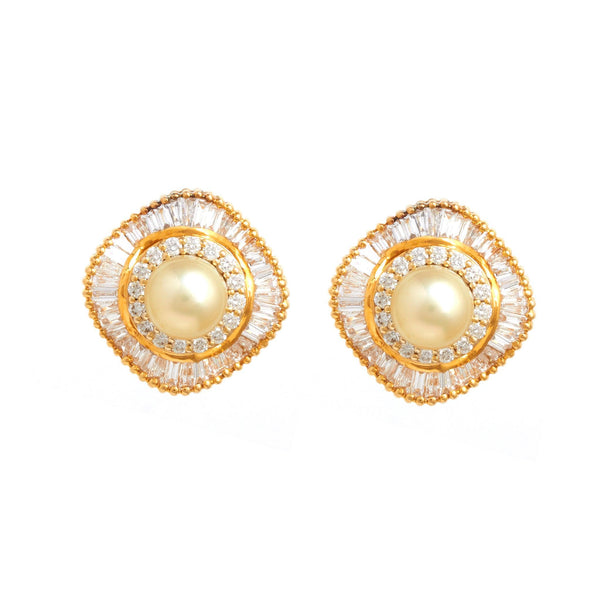 Stunning Pearl Diamond Studs - zaveribros.com