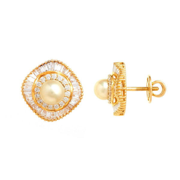 Stunning Pearl Diamond Studs - zaveribros.com