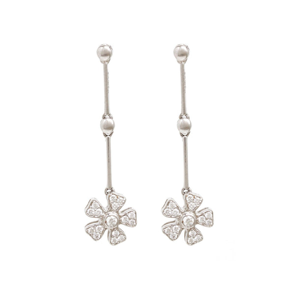 Flower Droplet 18Kt Diamond Drop Earrings - zaveribros.com
