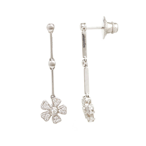 Flower Droplet 18Kt Diamond Drop Earrings - zaveribros.com