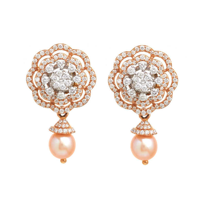 Princess Pearl Drop Diamond Earrings - zaveribros.com