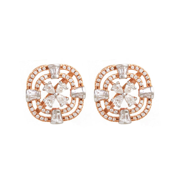 Delightful Flower 18Kt Diamond Stud Earrings - zaveribros.com