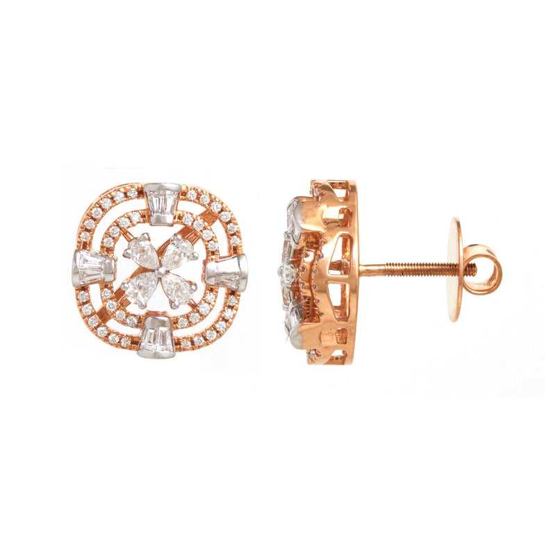 Delightful Flower 18Kt Diamond Stud Earrings - zaveribros.com