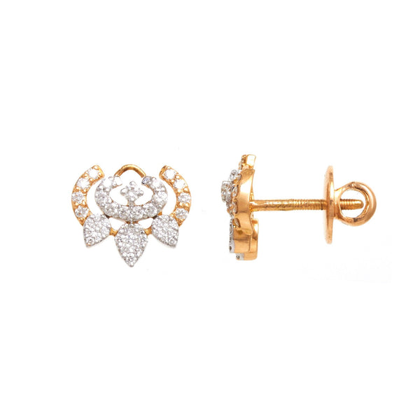 Graceful Floral Diamond Stud Earrings - zaveribros.com