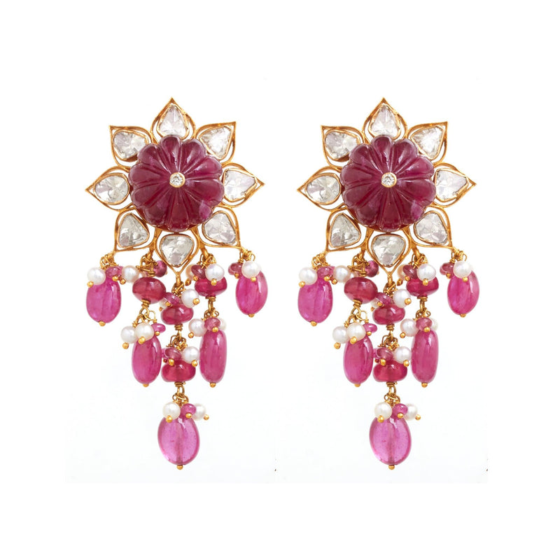 Dharini Polki Stud Earrings - zaveribros.com