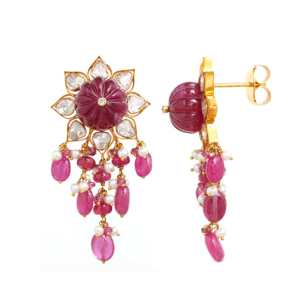 Dharini Polki Stud Earrings - zaveribros.com