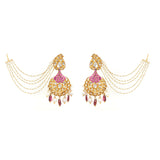 Elegant Traditional 18KT Polki Chandbali Earrings - zaveribros.com