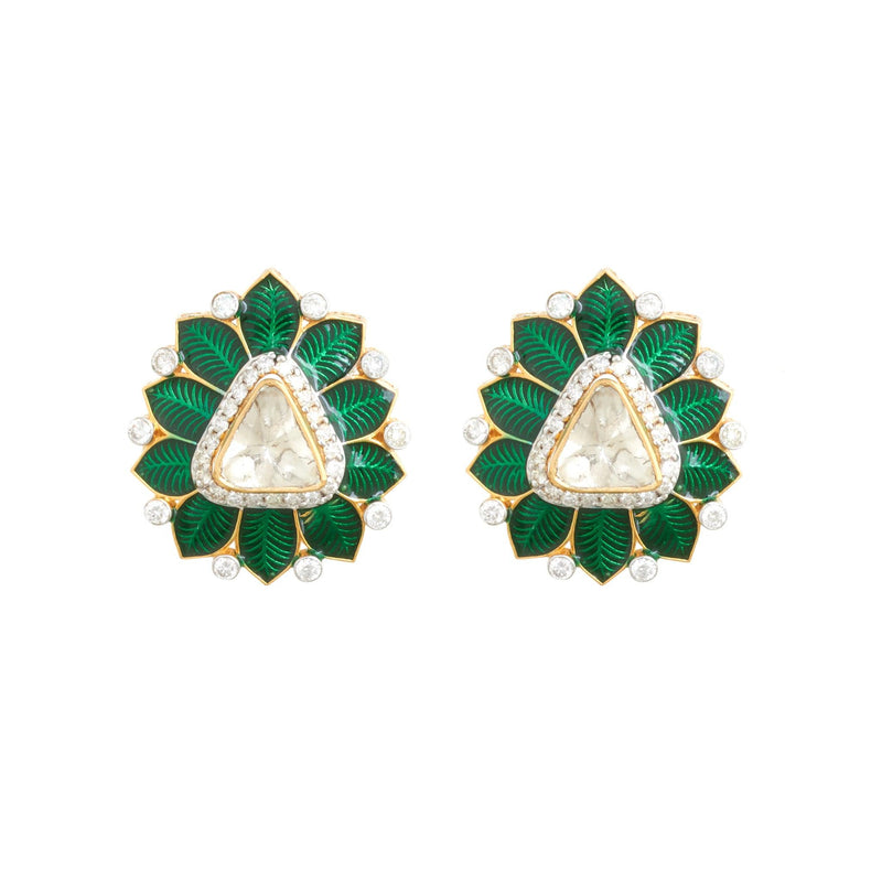 Mahima Polki Stud Earrings - zaveribros.com