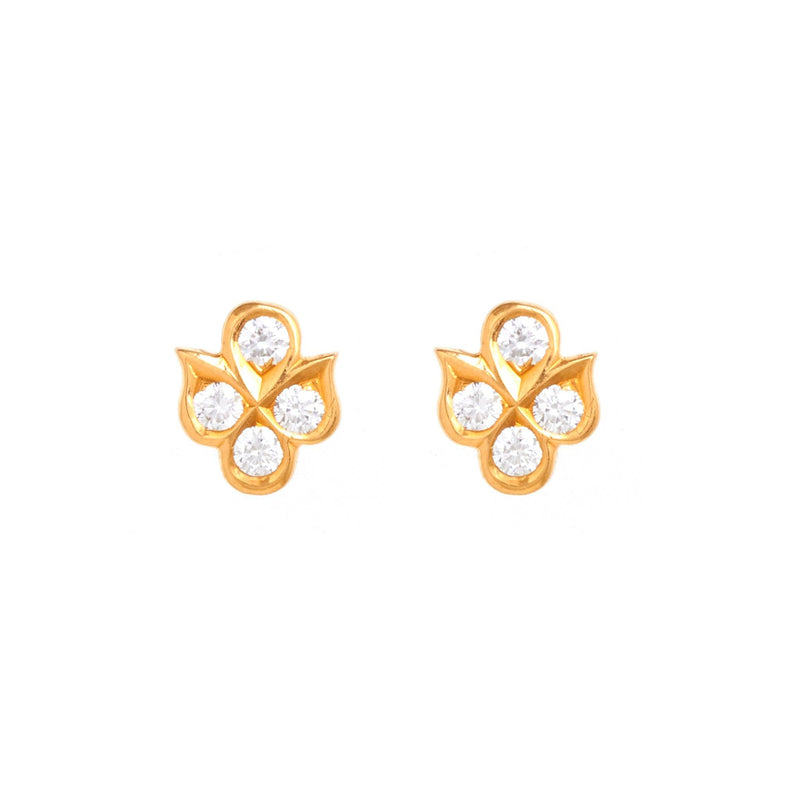 Charming Floral Diamond Stud Earrings - zaveribros.com