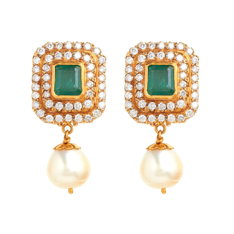 Dazzling Diamond Pearl Drop Earrings - zaveribros.com