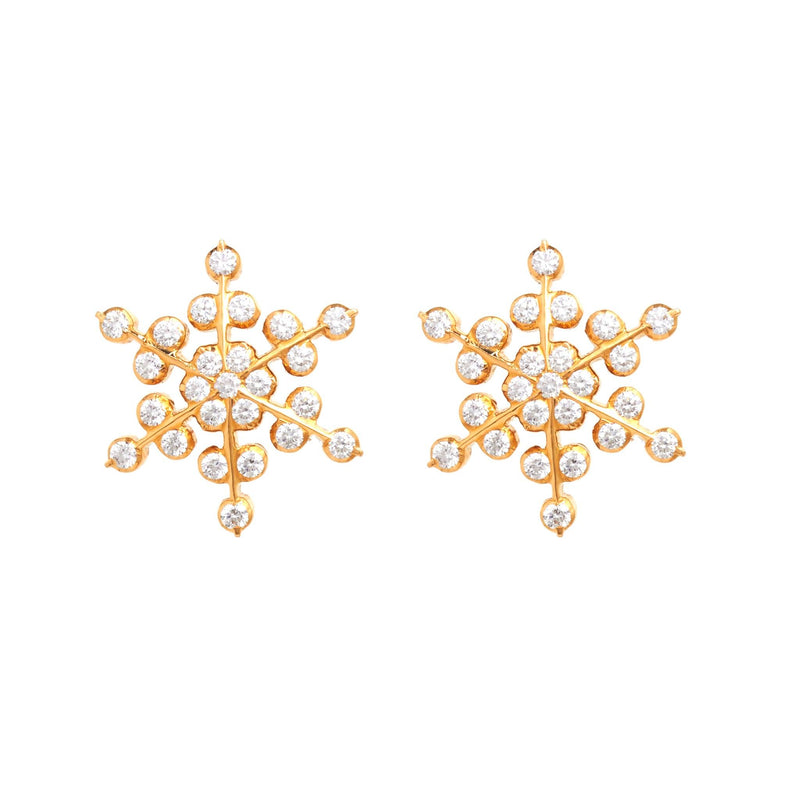 Fine Handcrafted 18 Karat Yellow Gold 2.10 Carats Diamond Snowflake Earrings  By Carvin French - WeilJewelry