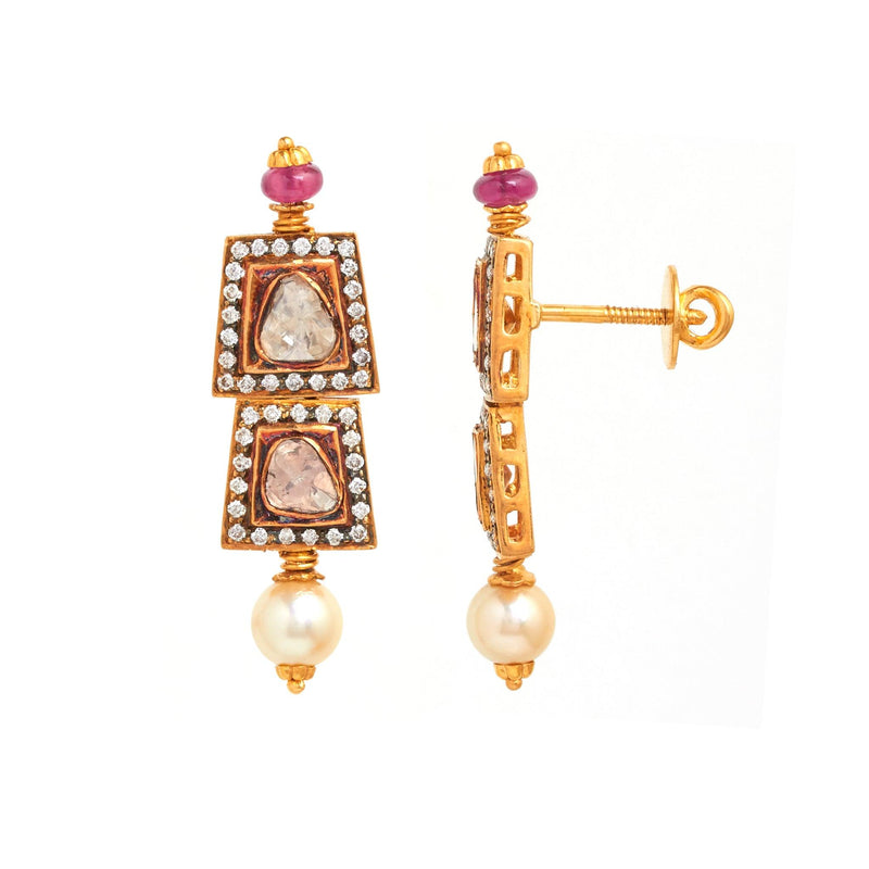 Geetika Polki Drop Earrings - zaveribros.com