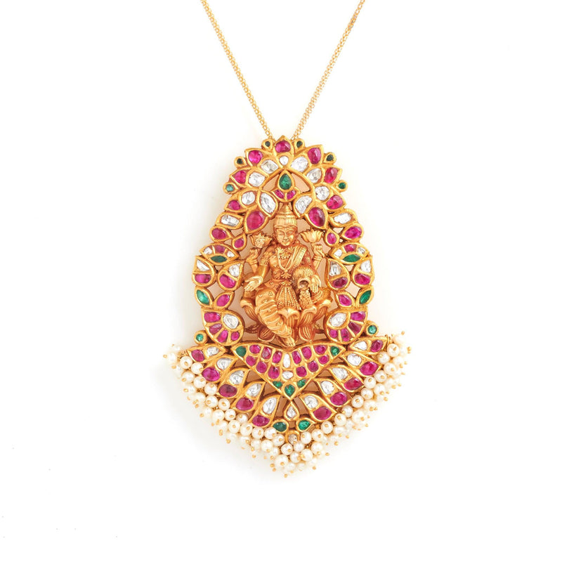 Goddess Laxmi Divine Gold Pendant - zaveribros.com