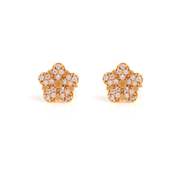 Delicate Gold Flower Stud Earrings - zaveribros.com