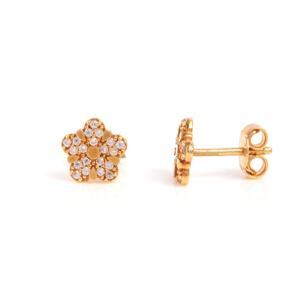 Delicate Gold Flower Stud Earrings - zaveribros.com