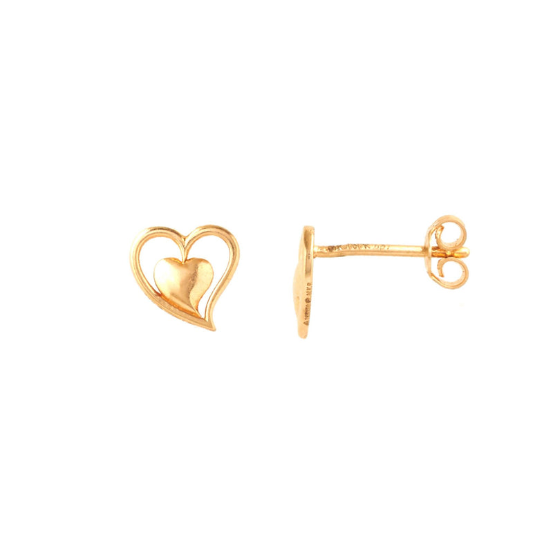 Buy Key to the Heart Gold Stud Earrings Online - Zaveribros