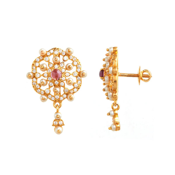 Varshni Gold Stud Earrings - zaveribros.com